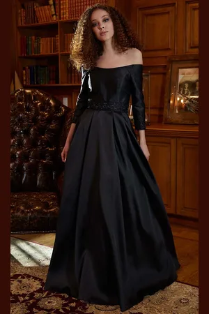MGNY By Mori Lee 72813 - Off Shoulder Pleated Evening Gown