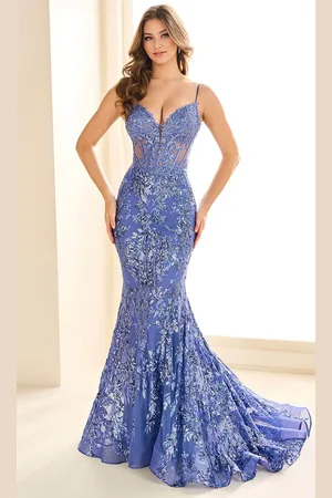Ellie Wilde EW36003 - Floral Sequin Lace Mermaid Prom Dress