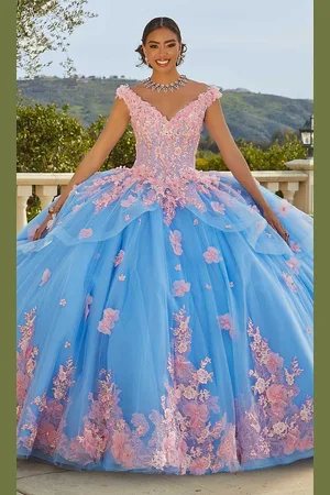 Vizcaya by Mori Lee 89437 - Off-The-Shoulder 3D Floral Applique gown