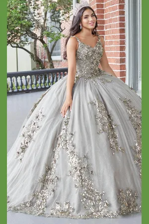 Quinceanera Collection 26052 - Sequined Floral Quinceanera Dress