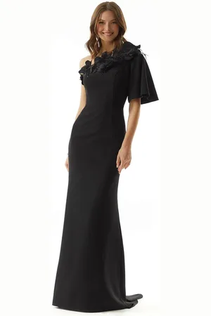 MGNY By Mori Lee 73009 - One Shoulder Applique Evening Dress