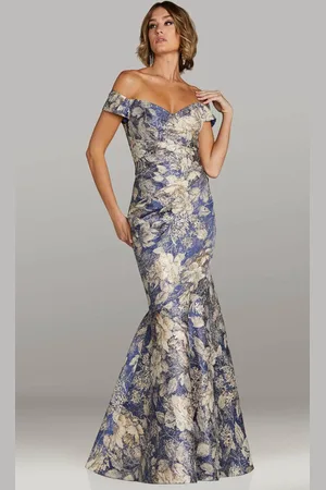 Feriani Couture 18410 - Off Shoulder Printed Evening Gown