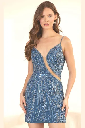 Scala Stockholm 60736 - V-Neck Illusion Panel Cocktail Dress