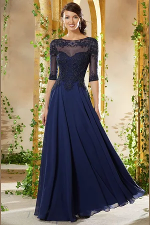 MGNY By Mori Lee 71908 Bead Embroidered Chiffon A-line Gown