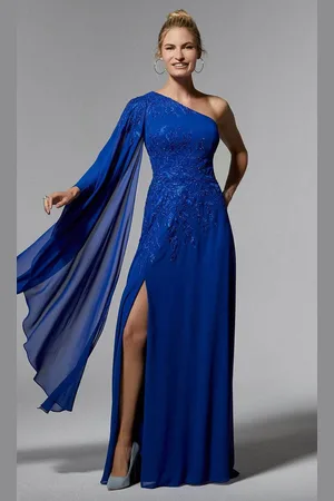 MGNY By Mori Lee 72904 - One Shoulder Chiffon Evening Dress