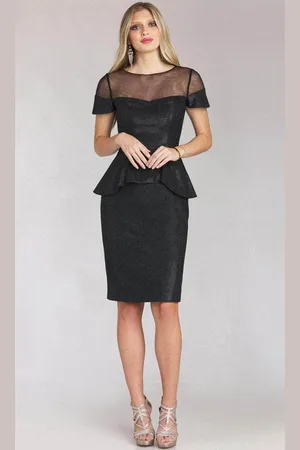 Gia Franco 12156 - Illusion Jewel Peplum Cocktail Dress