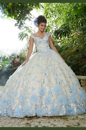 Vizcaya by Mori Lee 34011 Strapless Ornate Floral Appliqued Ballgown