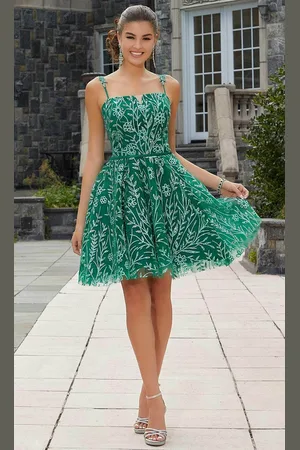 Damas 9613 - Sleeveless Floral Patterned Cocktail Dress