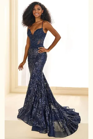 Ellie Wilde EW36003 - Floral Sequin Lace Mermaid Prom Dress
