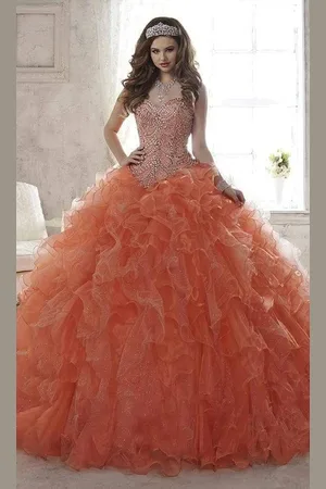Quinceanera Collection 26805 Strapless Beaded Ballgown With Train