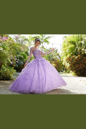 Vizcaya by Mori Lee 89297 Jewel-Strewn Floral Appliqued Ballgown