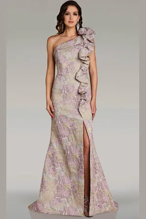 Feriani Couture 18448 - Ruffled Accent One Shoulder Evening Gown