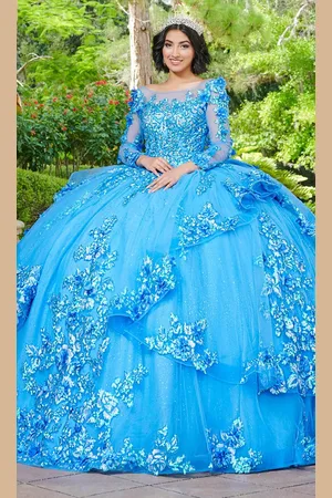 Quinceanera Collection 26082 - Long Sleeve Bateau Neck Ballgown