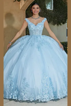 Vizcaya by Mori Lee 89432 - V-Neck Floral Lace Ballgown