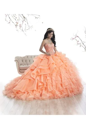 Quinceanera Collection 26872 Beaded Strapless Ruffled Ballgown
