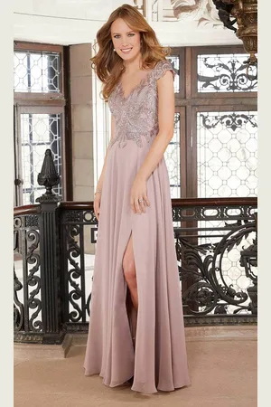 Mori Lee 72605 - V-Neck Embellished Bodice Evening Gown