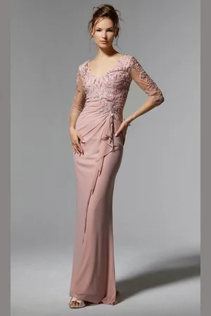 MGNY By Mori Lee Metallic Embroidered Evening Gown
