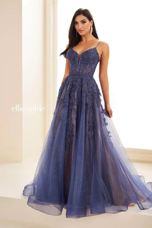 Ellie Wilde EW34036 - Lace Adorned Corset Back Prom Dress