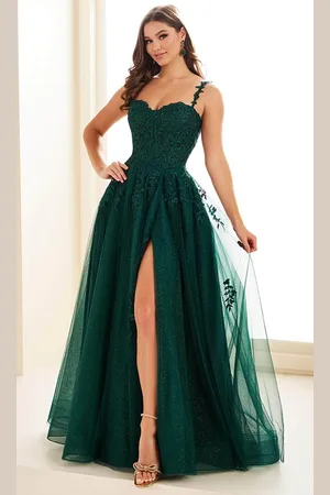 Ellie Wilde EW36083 - Off-Shoulder Straps A-Line Prom Gown