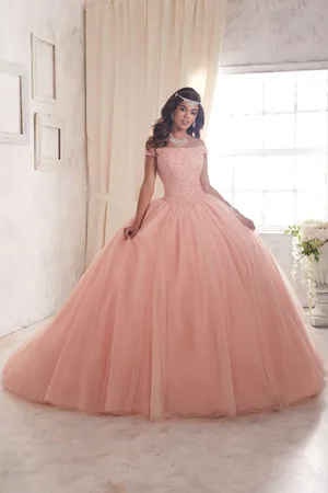 Quinceanera Collection 26844 Crystal Studded Off Shoulder Ballgown