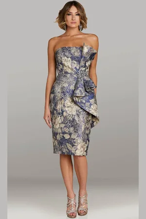 Feriani Couture 18409 - Folded Accent Straight Neckline Cocktail Dress