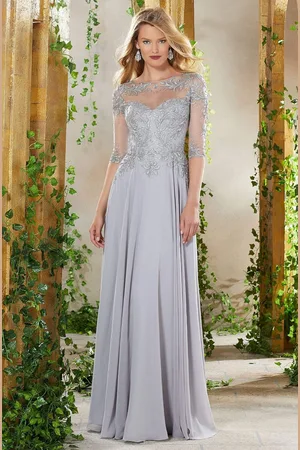 MGNY By Mori Lee 71908 Bead Embroidered Chiffon A-line Gown