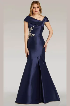 Feriani Couture 18268 - Asymmetric Neck Mikado Evening Gown