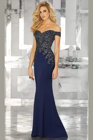 MGNY By Mori Lee 71616 Embroidered Off-Shoulder Trumpet Dress