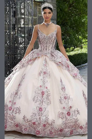 Mori Lee 89338 - Thin Strap Bedazzled Layered Gown
