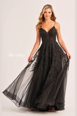 Ellie Wilde EW34036 - Lace Adorned Corset Back Prom Dress