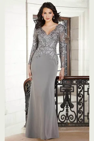 Mori Lee 72611 - Embellished Illusion Long Sleeve Evening Dress