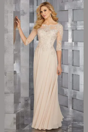 MGNY By Mori Lee 71622 Embroidered Bateau Chiffon A-line Dress
