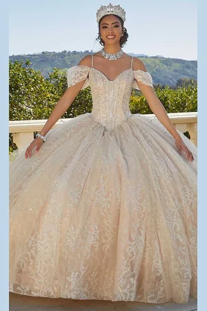 Vizcaya by Mori Lee 89430 - V-Neck Rhinestone Accented Ballgown