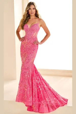 Ellie Wilde EW36003 - Floral Sequin Lace Mermaid Prom Dress