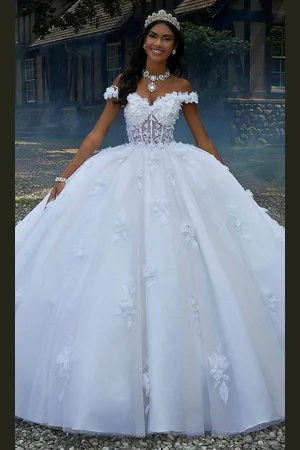 Vizcaya by Mori Lee 89456 - Off-Shoulder Crystal Beaded Ballgown