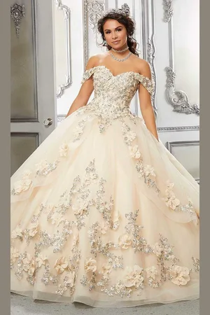 Vizcaya by Mori Lee 89318 Floral Accented Tulle Ballgown