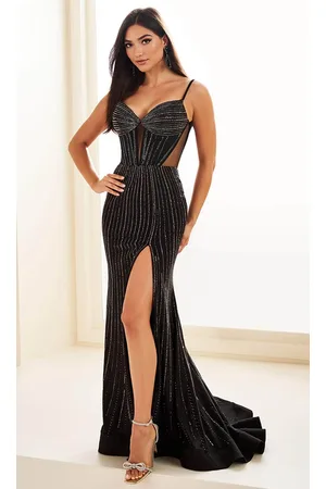 Ellie Wilde EW36052 - Illusion Cutout Linear Beaded Prom Dress