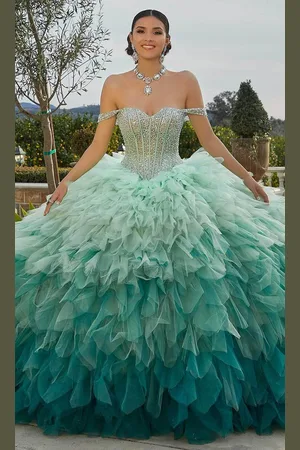 Vizcaya by Mori Lee 89438 - Beaded Bodice Ruffled Ballgown