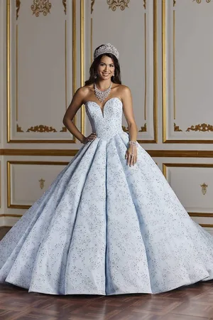 Quinceanera Collection 26932 Metallic Floral Lace Gown