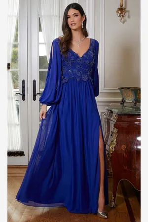 MGNY By Mori Lee 72822 - Split Bishop Sleeve Evening Gown