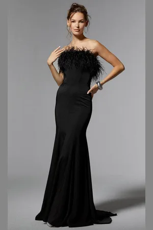 MGNY By Mori Lee 72923 - Feather Trimmed Evening Dress