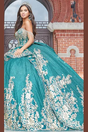 Quinceanera Collection 26053 - Basque Royal Bow-Detailed Ballgown