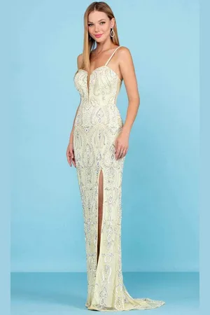 Scala Stockholm 60266 Sweetheart Appliqued Sheath Gown