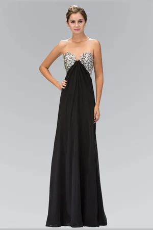 Elizabeth K GL1151 Jewel Accented Sweetheart Chiffon Dress