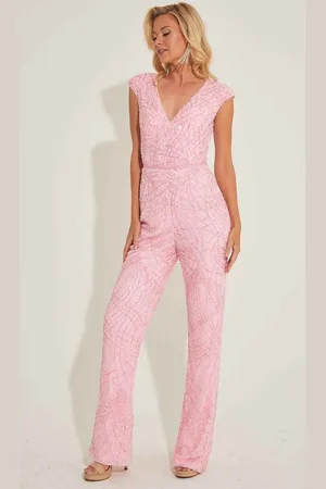 Primavera Couture 4384 - V-Neck Beaded Jumpsuit