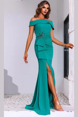 Terani Couture 251M4444 - Fold-Over Straight Neckline Evening Gown