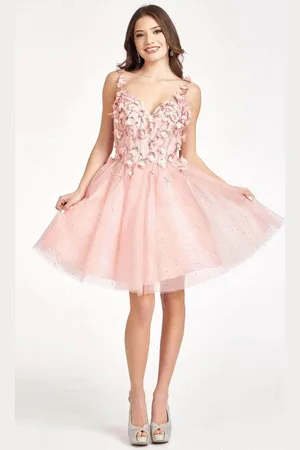 Elizabeth K GS1999 - 3D Florals Short Dress