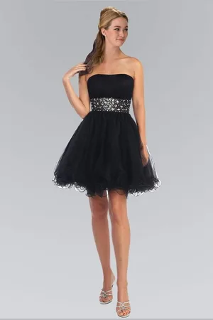 Elizabeth K GS1053 Jewel Embellished Waist Sweetheart Dress