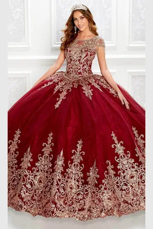 Princesa by Ariana Vara PR22026 - Short Sleeve Glitter Tulle Ball Gown