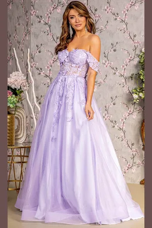 GLS by Gloria GL3296 - Butterfly Off-Shoulder Evening Dress